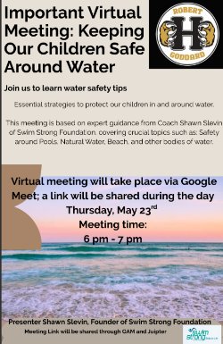 Swim Safety Meeting Flyer information water beach background